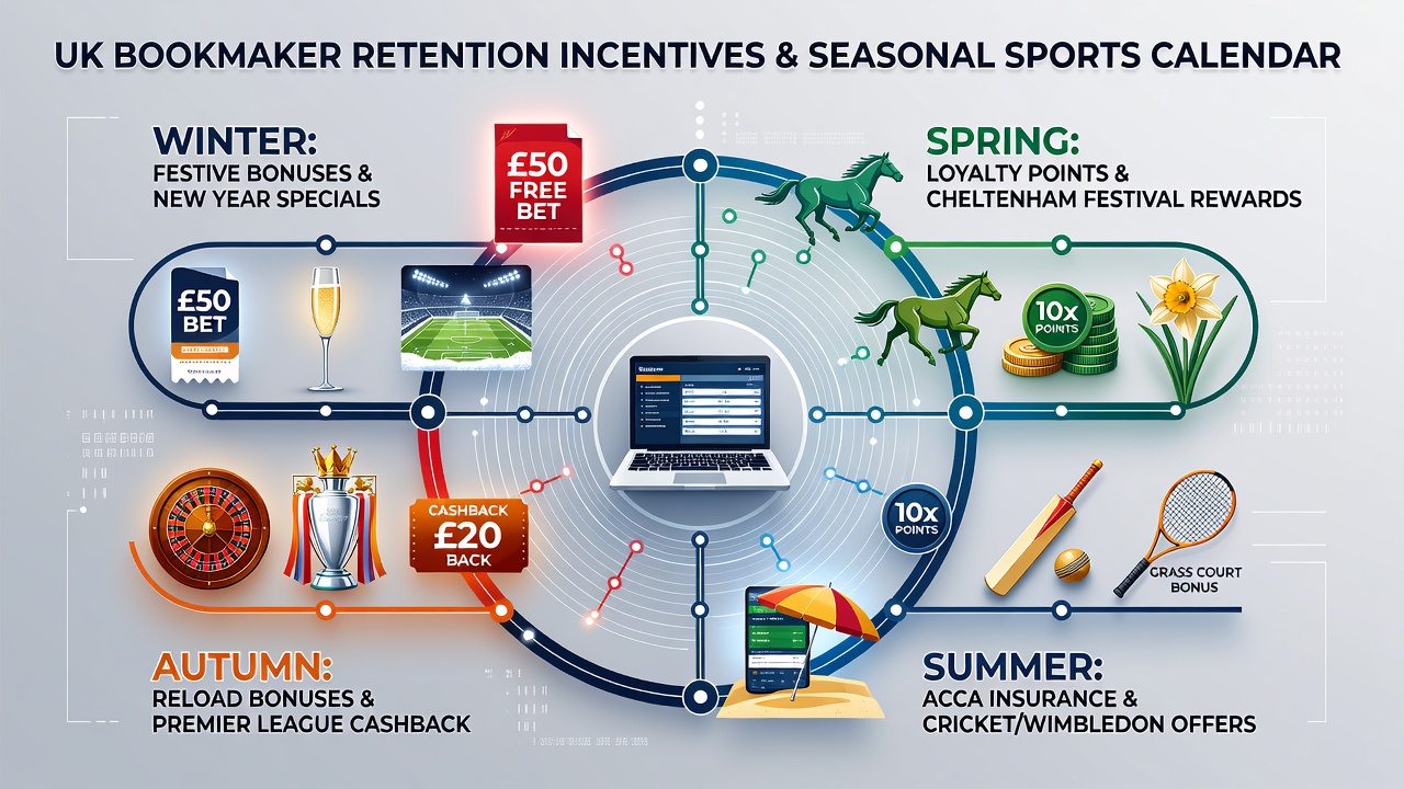Chart showing seasonal spikes in UK betting activity aligned with major sports events and corresponding incentive structures